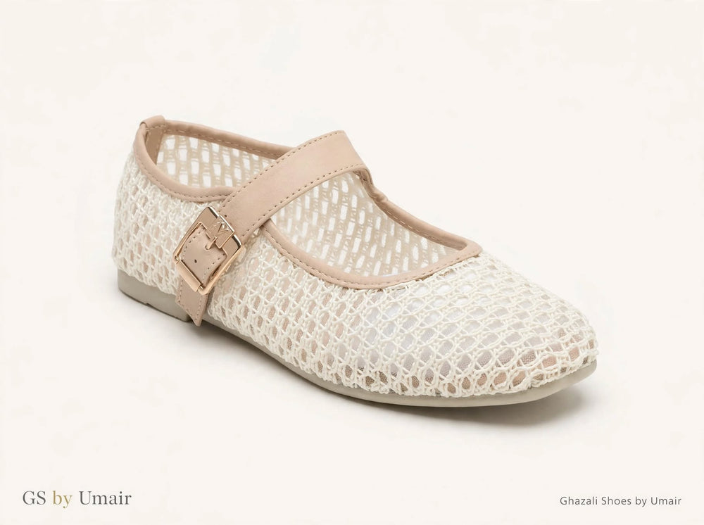Ivory Woven Buckle Mules - Ghazali Store Pakistan