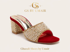 Ruby Golden Lattice Block-Heel Mules - Ghazali Store Pakistan
