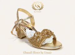 Golden Floral Occasion Heels - Ghazali Store Pakistan