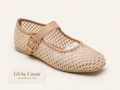 Nude Woven Buckle Mules - Ghazali Store Pakistan