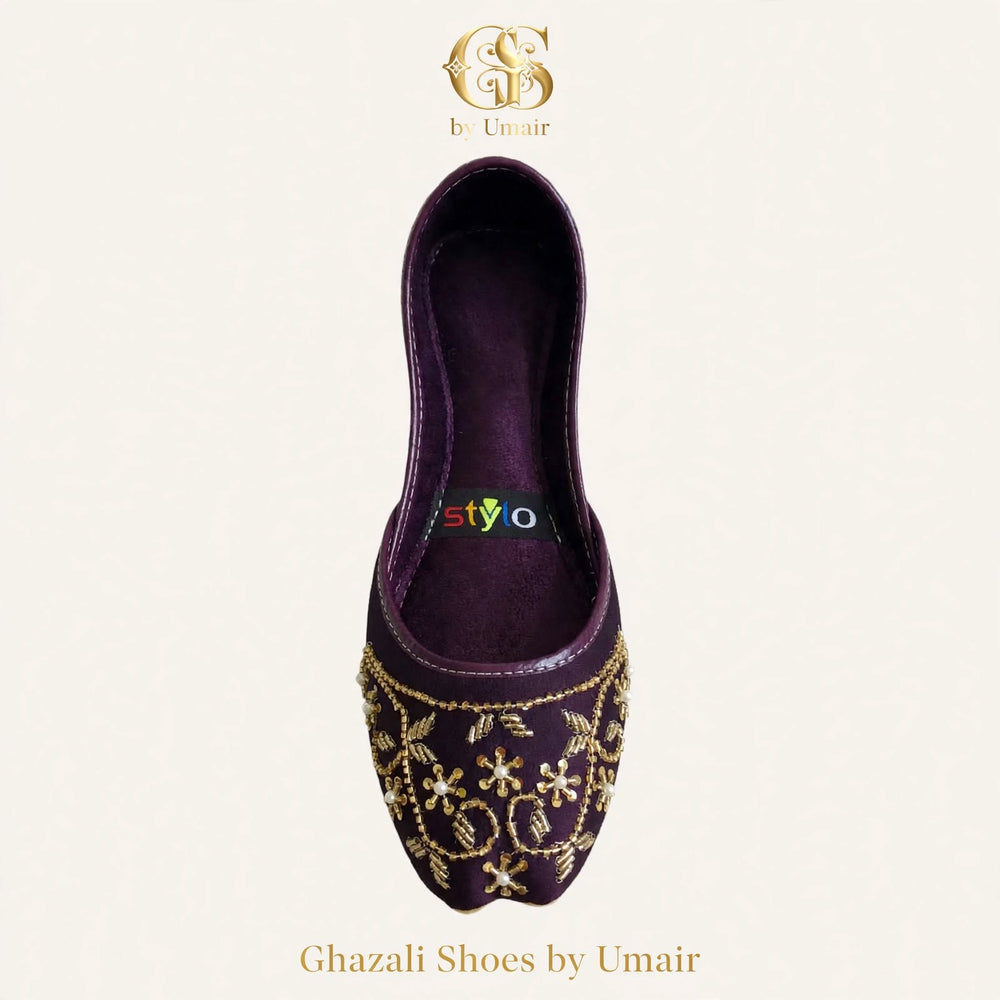 Plum Embellished Khussa - Ghazali Store Pakistan