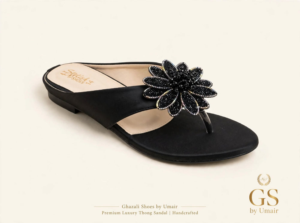 Noir Floral Toe-Post Sandals - Ghazali Store Pakistan