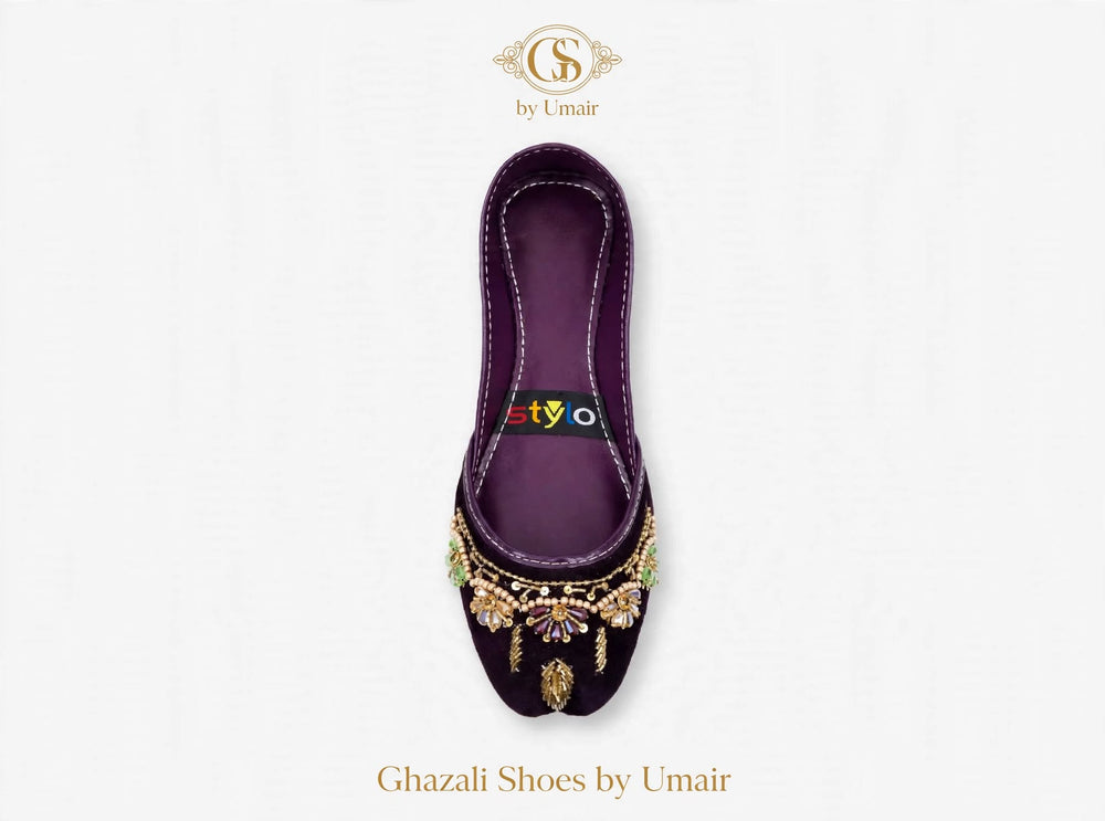 Plum Gold-Tone Khussa - Ghazali Store Pakistan