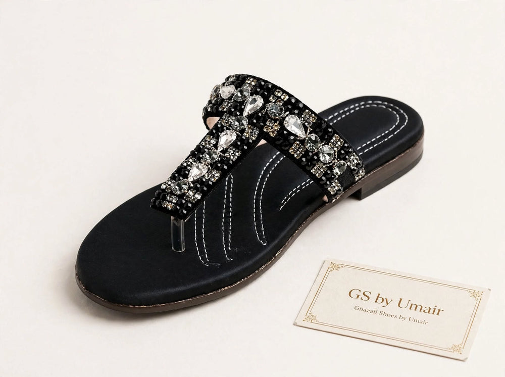 Noir Crystal Fringe Flats - Ghazali Store Pakistan