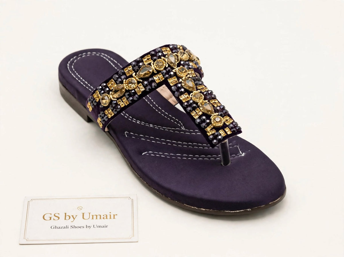 Plum Jewel Toe-Post Sandals - Ghazali Store Pakistan