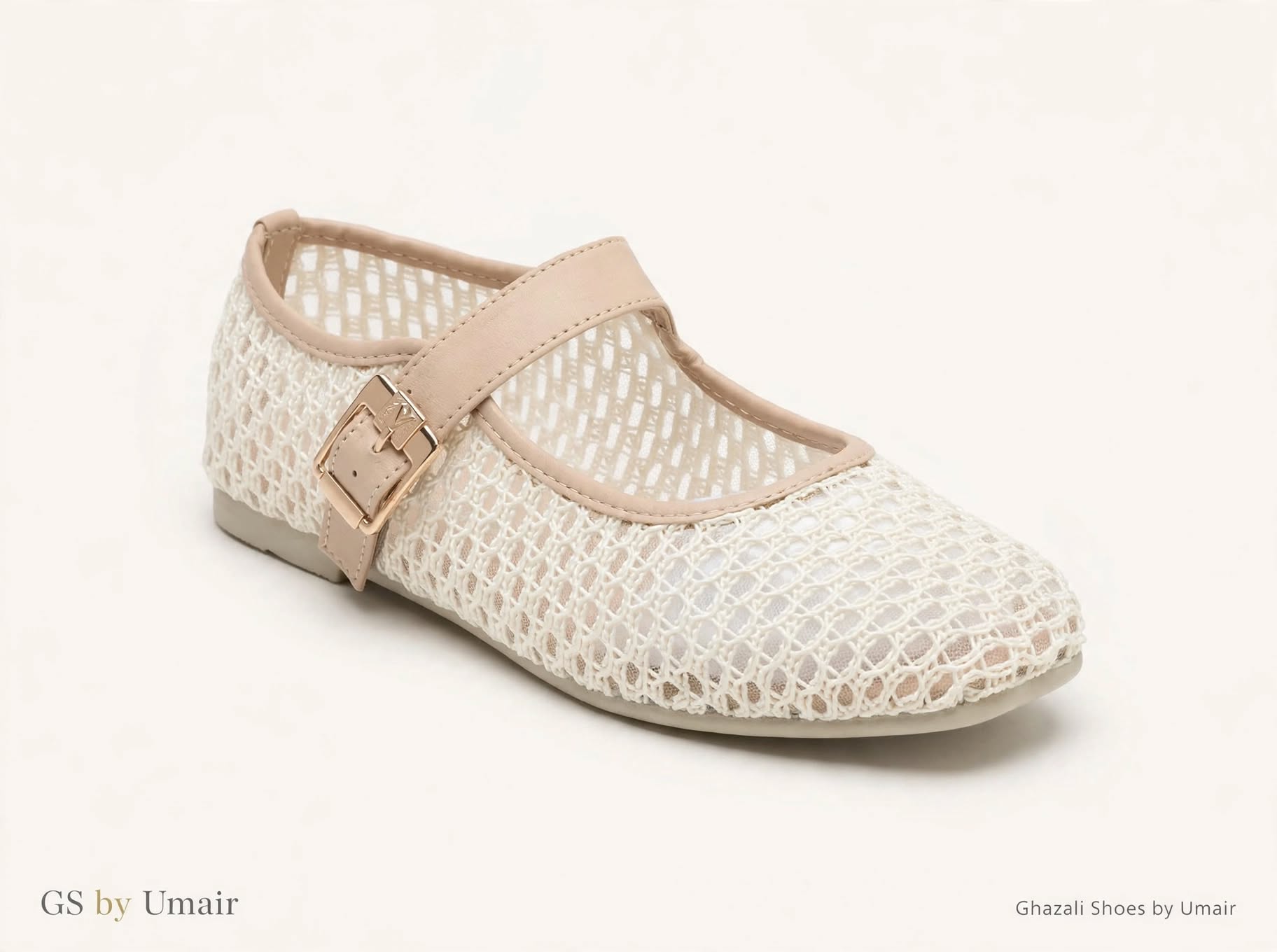 Ivory Woven Buckle Mules - Ghazali Store Pakistan