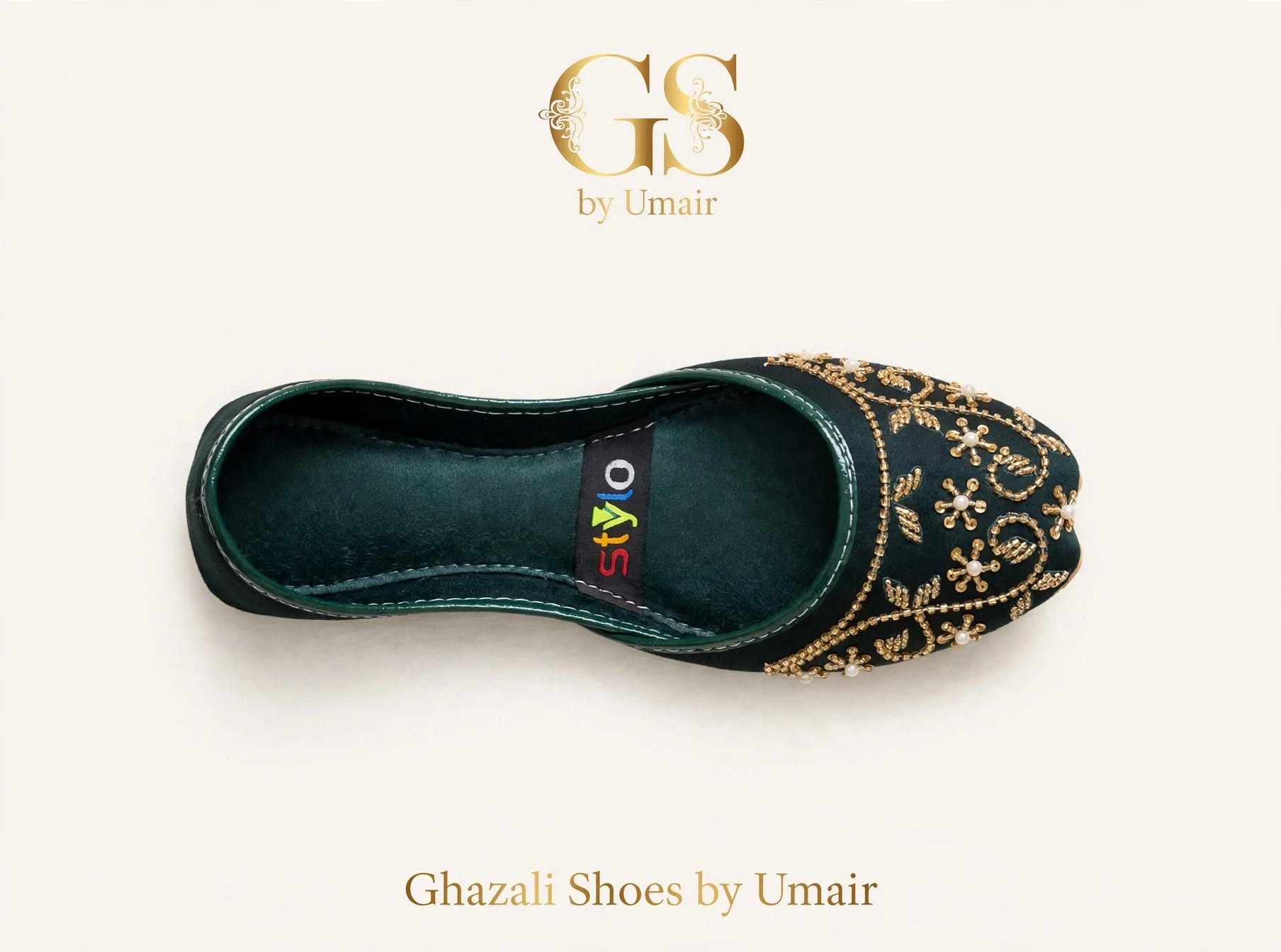 Emerald Embellished Khussa - Ghazali Store Pakistan