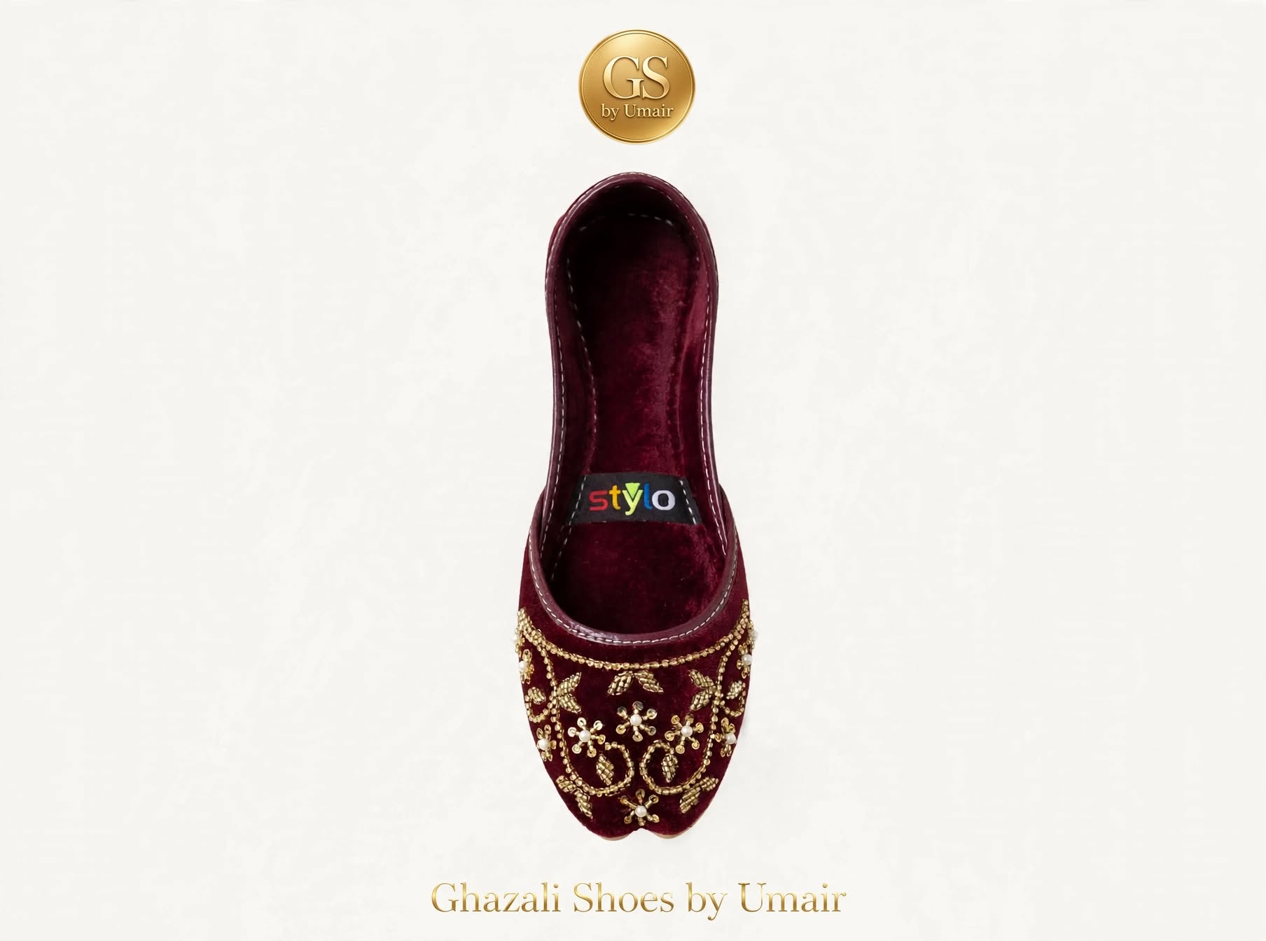 Burgundy Embellished Khussa - Ghazali Store Pakistan