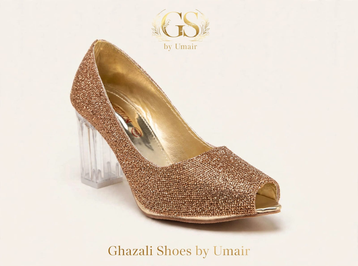 Champagne Sparkle Court Heels - Ghazali Store Pakistan