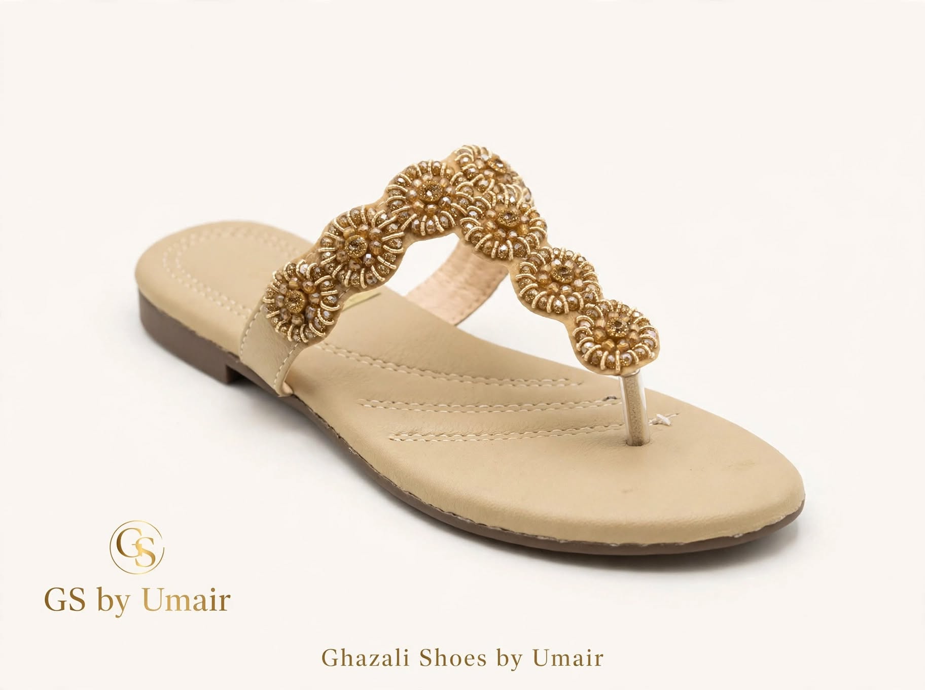 Champagne Braided Toe-Post Sandals - Ghazali Store Pakistan