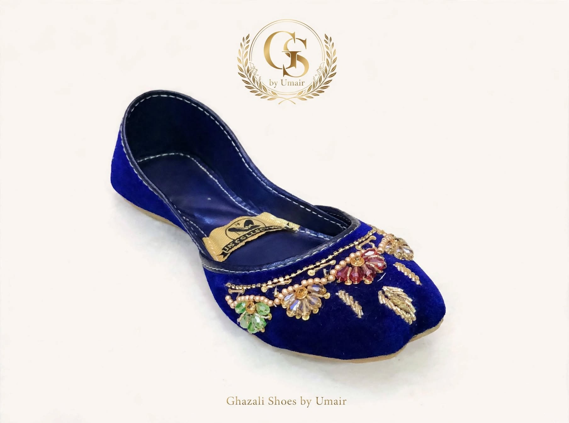 Royal Blue Embroidered Khussa - Ghazali Store Pakistan