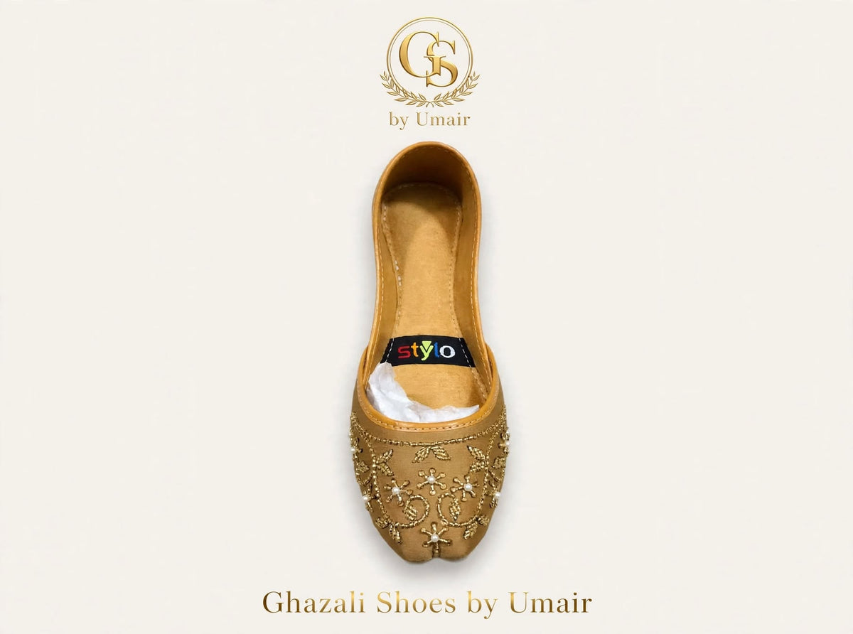 Golden Embellished Khussa - Ghazali Store Pakistan