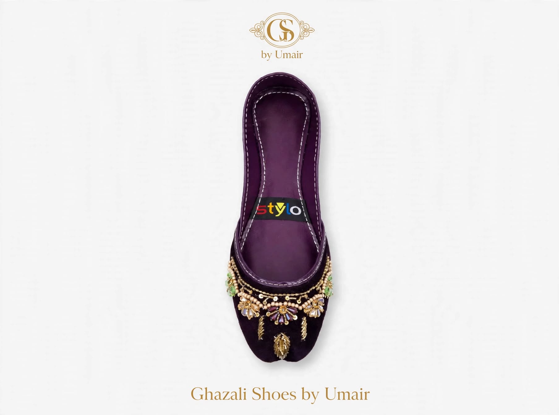 Plum Gold-Tone Khussa - Ghazali Store Pakistan