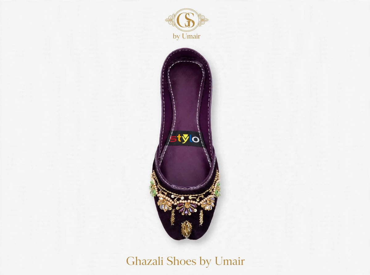 Plum Gold-Tone Khussa - Ghazali Store Pakistan