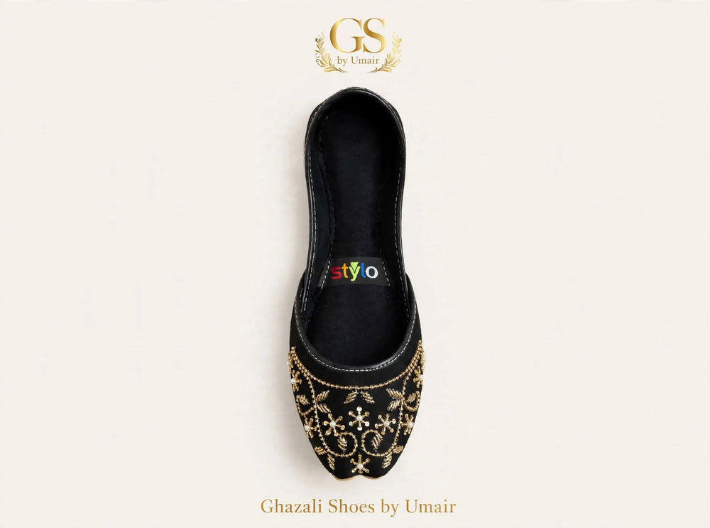 Noir Gold-Tone Khussa - Ghazali Store Pakistan